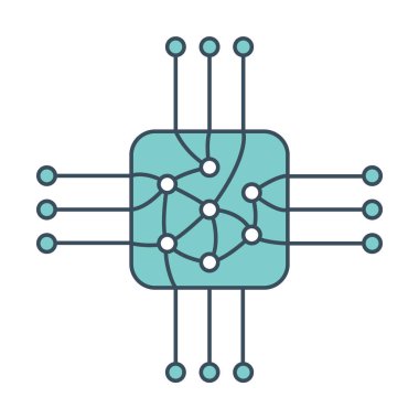 İçinde ai sinir ağı olan yonga simgesi