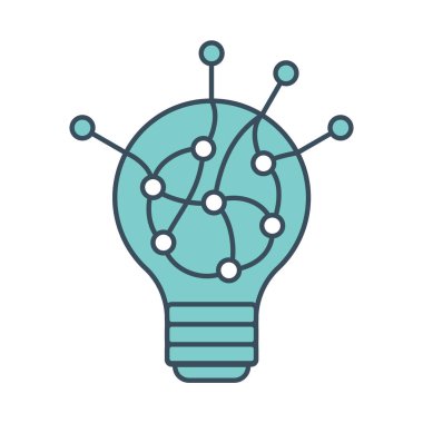 Içinde ai sinir ağı olan lamba simgesi