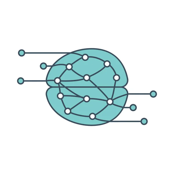 Gehirn-Symbol mit einem neuronalen Netzwerk im Inneren — Stockvektor