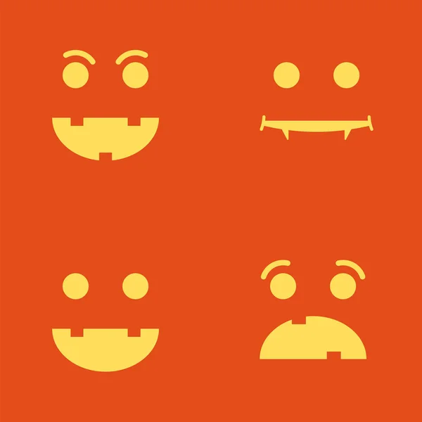 Set von Halloween-Kürbis oder Monster-Emoji auf orangefarbenem Hintergrund. — Stockvektor