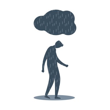 Anksiyete ve depresyon illüstrasyon ile genç adam