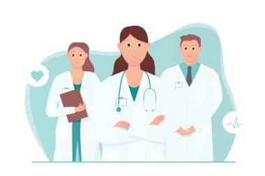 Deneyimli doktor ve hemşire ve stajyer.