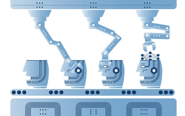 Zautomatyzowany proces produkcji bot. — Wektor stockowy