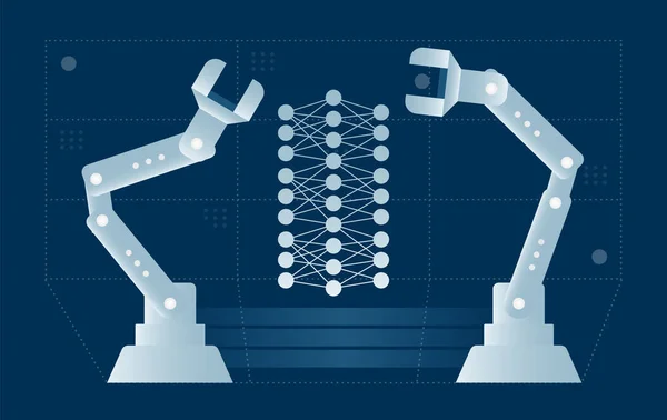 Sztuczna sieć neuronowa wytwarzana przez roboty. — Wektor stockowy