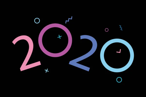 2020 vision, gott nytt år retro logo design. — Stock vektor