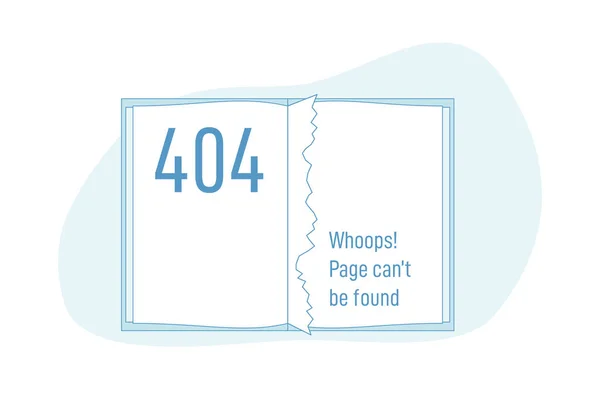 Βιβλίο ή σημειωματάριο με 404 σχισμένο σελίδα — Διανυσματικό Αρχείο