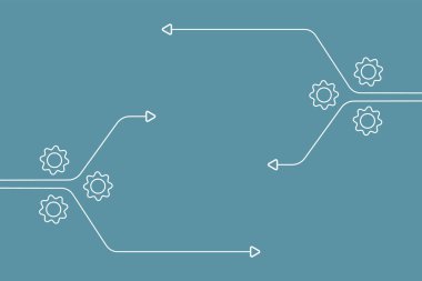 Üç dişli dişli dişli, dişli çarklar iş sürecini gösteriyor.