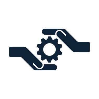 Çark ya da dişli simgesi olan eller.