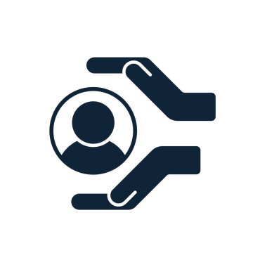 Müşteri hizmetleri ikonu. Müşterinin elleri içeride..