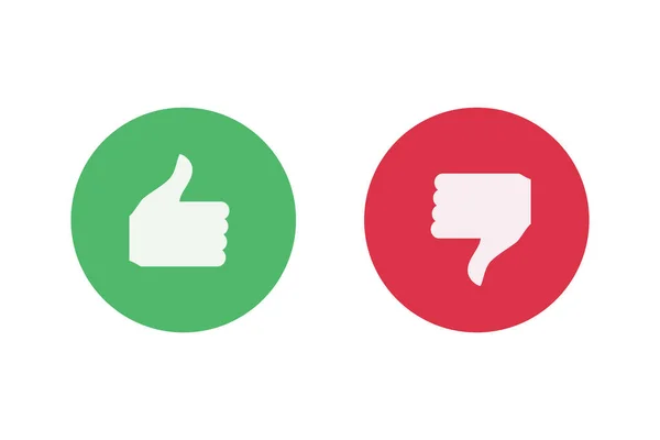 Gostar e não gostar ícone dentro círculo verde e vermelho . — Vetor de Stock