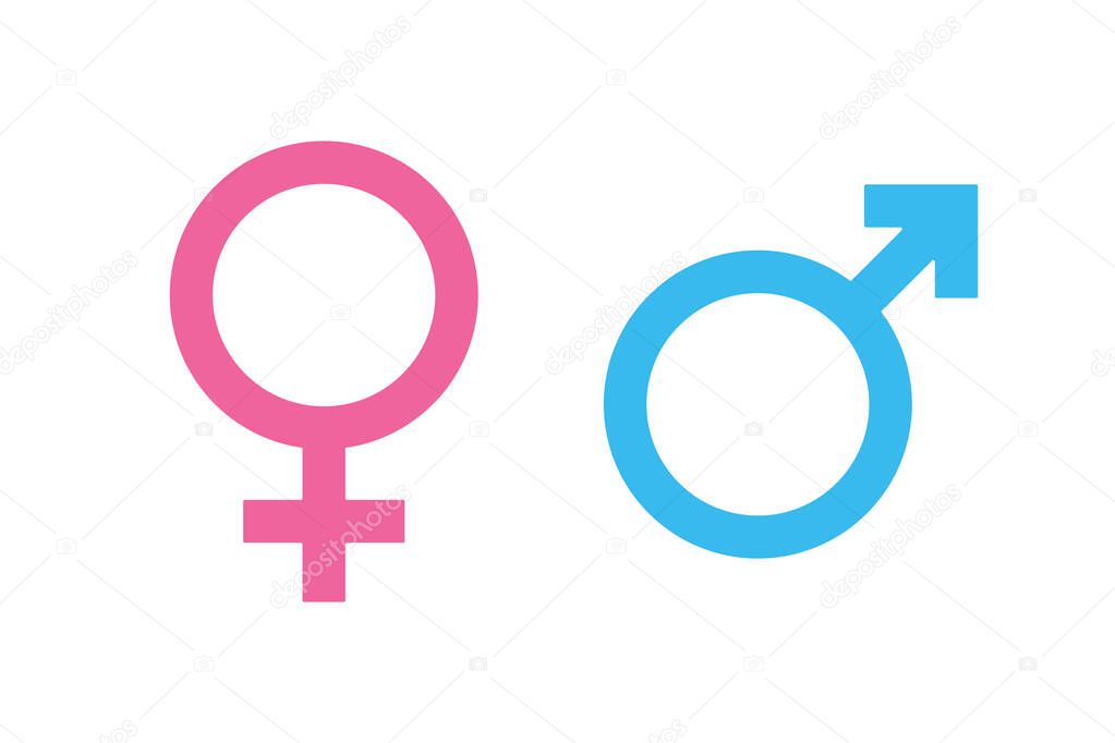 Male female gender icons. Man, woman gender symbol, sign.