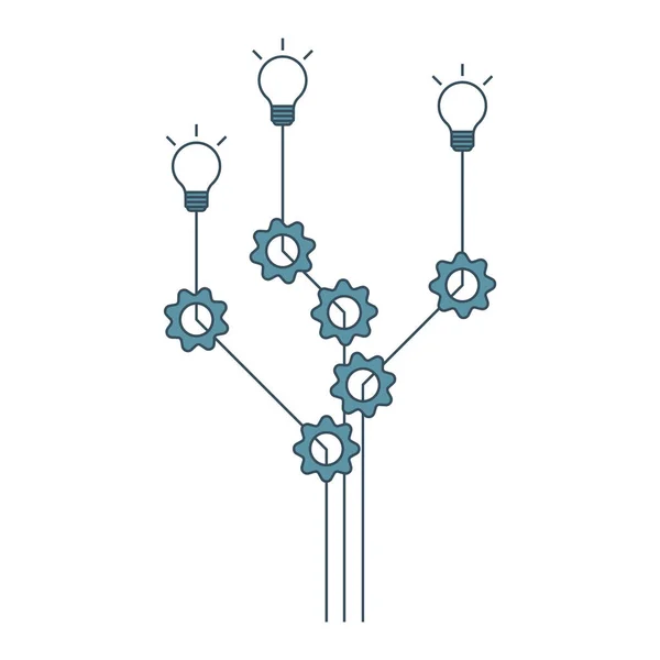 Ingranaggi e lampadine dimostrano processo di business . — Vettoriale Stock