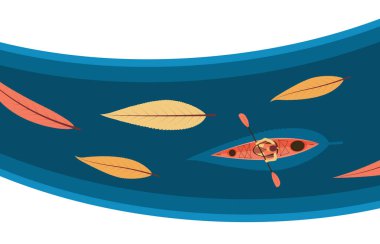 Nehirde kayık ve balık manzaralı..