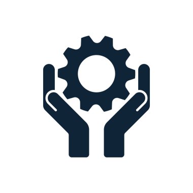 Çark ya da dişli simgesi olan eller.