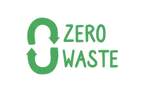 Logo verde zero rifiuti su sfondo bianco — Vettoriale Stock