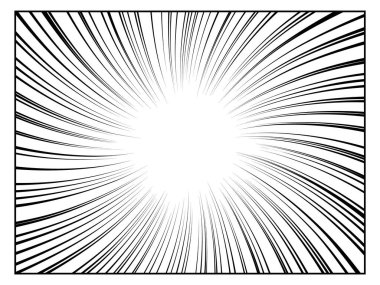 Radyal çizgi çizimi. Eylem, hız çizgileri, çizgiler