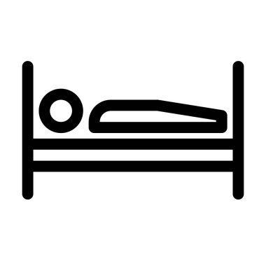 Yatak sırası ikonundaki hasta. Hasta işareti, sembol..