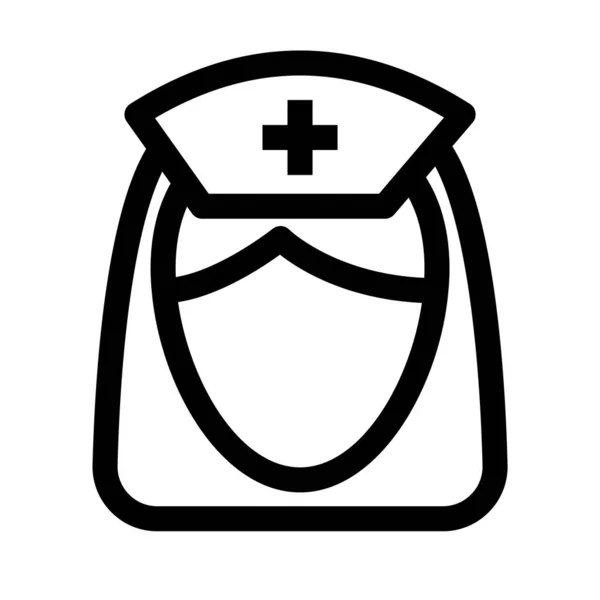 Icona della linea del volto dell'infermiera. Infermiera, assistenza o simbolo assistente — Vettoriale Stock