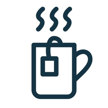 Çay poşeti ve buhar ikonuyla bir fincan çay.