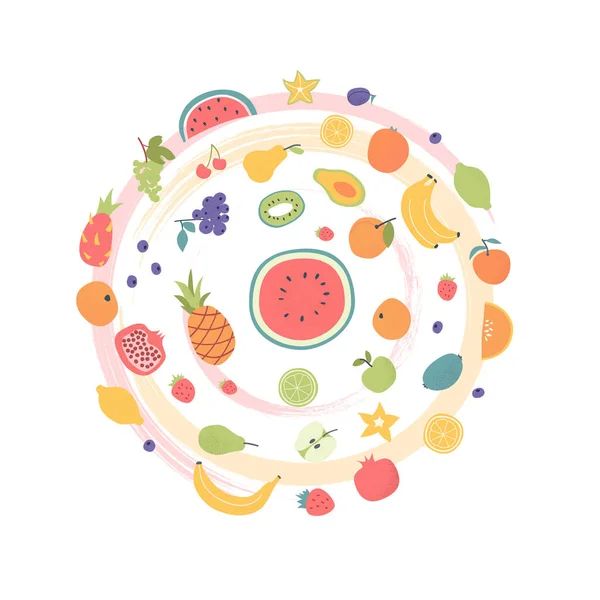 Doodle Concept Fruits Dessinés Main Jus Fruits Multiples Collection Fruits — Image vectorielle