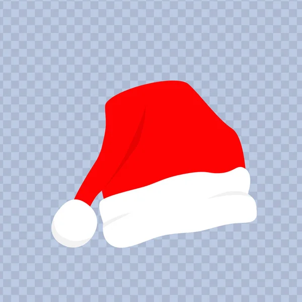 Sombrero rojo de santa con piel blanca. Ropa de Navidad — Vector de stock