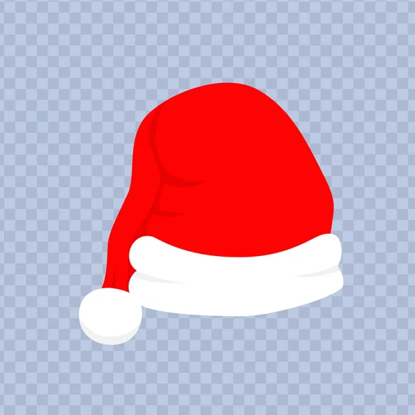 Red santa hat with white fur. Xmas clothing — Stock Vector