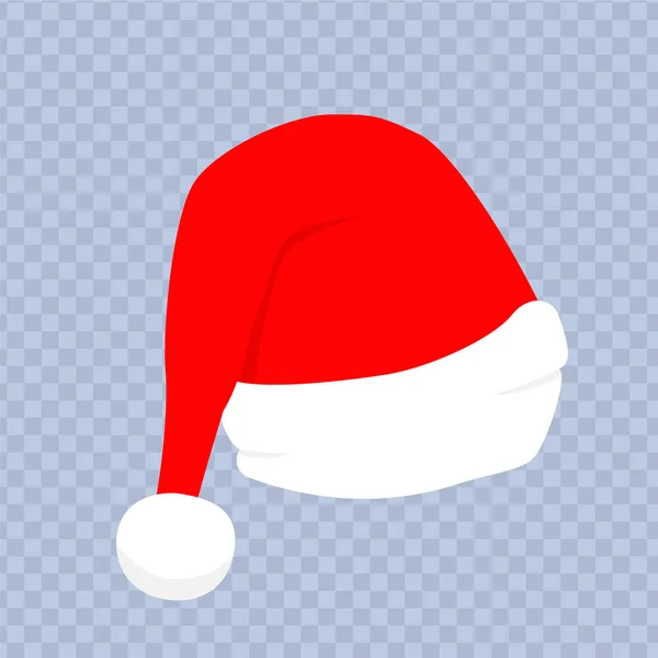 Sombrero rojo de santa con piel blanca. Ropa de Navidad — Vector de stock
