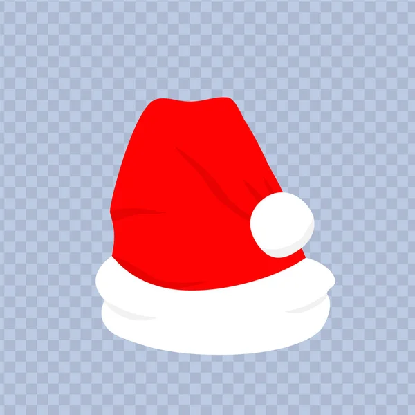 Sombrero rojo de santa con piel blanca. Ropa de Navidad — Vector de stock