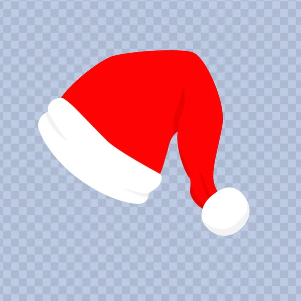 Sombrero rojo de santa con piel blanca. Ropa de Navidad — Vector de stock