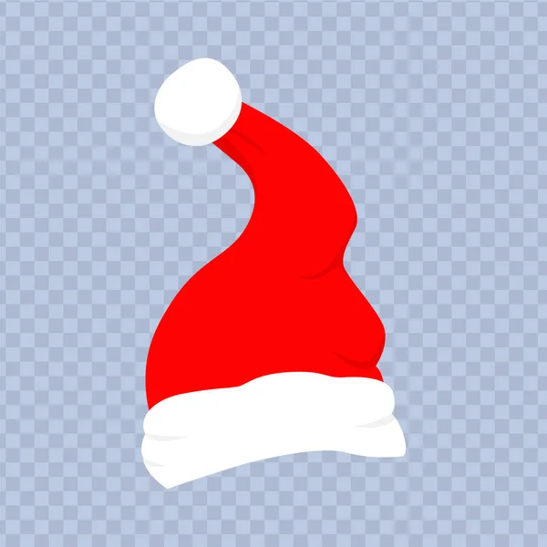 Röd tomteluva med vit päls. Julkläder — Stock vektor