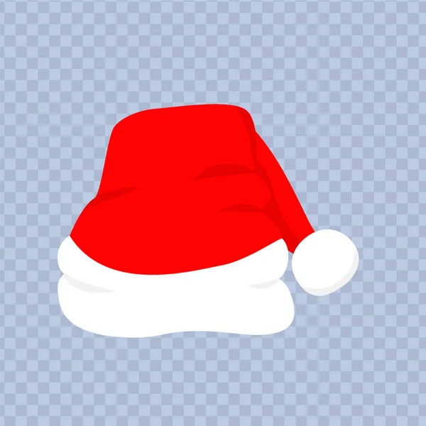 Червоний капелюх Санти з білим хутром. Різдвяний одяг — стоковий вектор
