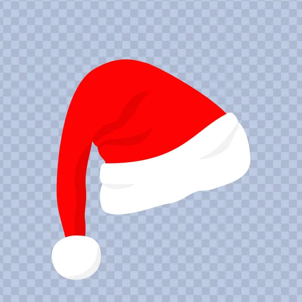 Sombrero rojo de santa con piel blanca. Ropa de Navidad — Vector de stock