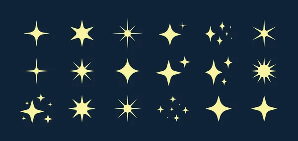 Yıldız parıltısı koleksiyonu. Sihirli yıldızlar dizisi. — Stok Vektör