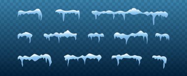 Çerçeveler için buz dekorasyonu koleksiyonu. Yatay donmuş kar kümesi.