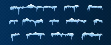 Çerçeveler için buz dekorasyonu koleksiyonu. Yatay donmuş kar kümesi.