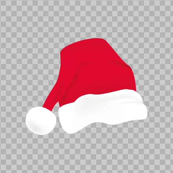 Sombrero rojo de santa con piel blanca. Ropa de Navidad — Vector de stock