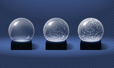 Cam noel küresi gerçekçi bir şekilde. Kar küreleri