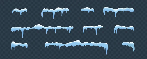 Frostdekoration Kollektion für Rahmen. Horizontal gefrorener Schnee. — Stockvektor