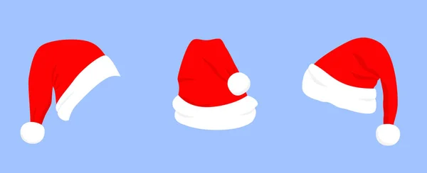 白色皮毛的红色桑塔帽。圣诞节服装 — 图库矢量图片