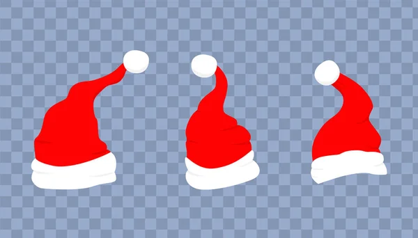 Cappello da Babbo Natale rosso con pelliccia bianca. Abbigliamento natalizio — Vettoriale Stock