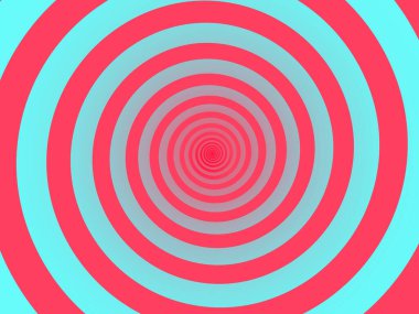 Red spiral background. Swirl, circular shape on turquoise background. clipart