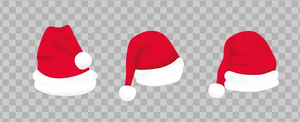 Sombrero rojo de santa con piel blanca. Ropa de Navidad — Vector de stock