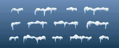 Çerçeveler için buz dekorasyonu koleksiyonu. Yatay donmuş kar kümesi.