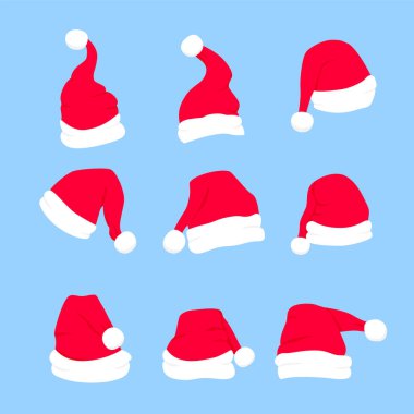 Beyaz kürklü kırmızı Noel Baba şapkası. Xmas giysileri