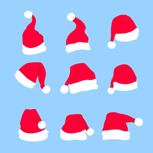 सफेद फर के साथ लाल सांता टोपी। क्रिसमस कपड़े — स्टॉक वेक्टर