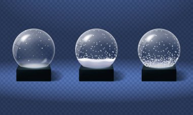 Cam noel küresi gerçekçi bir şekilde. Kar küreleri