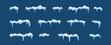 Çerçeveler için buz dekorasyonu koleksiyonu. Yatay donmuş kar kümesi.