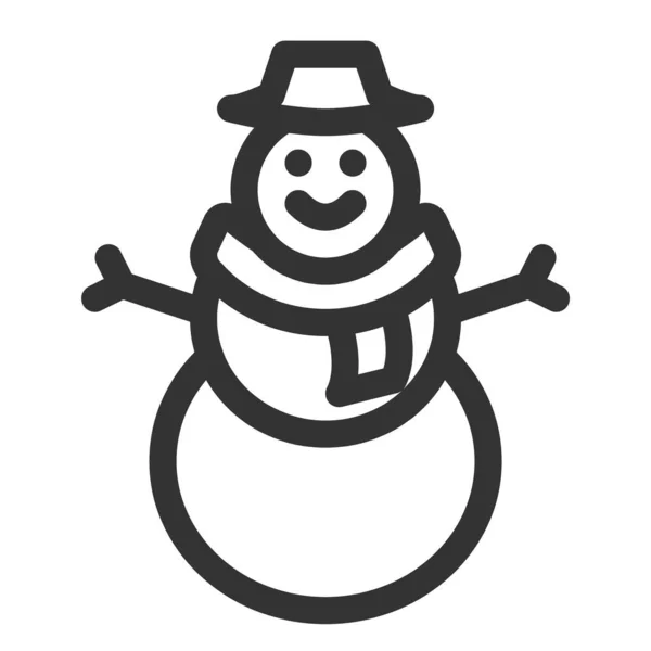 Icono muñeco de nieve. Icono línea. Ilustración vectorial — Vector de stock