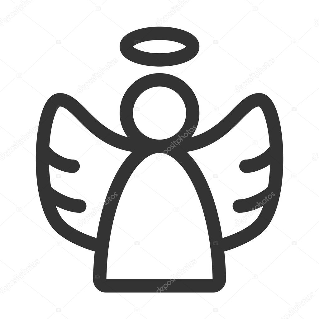 Angel with wings line icon. Vector illustration