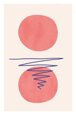 Minimalist poster with watercolor texture. Pastel colors. clipart